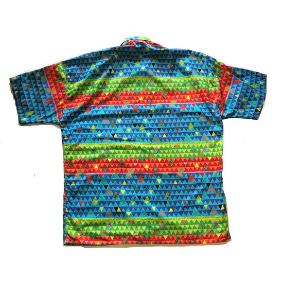 Versace Jeans Couture vintage 1990s rainbow greek key triangle print shirt - Picture 2 of 8